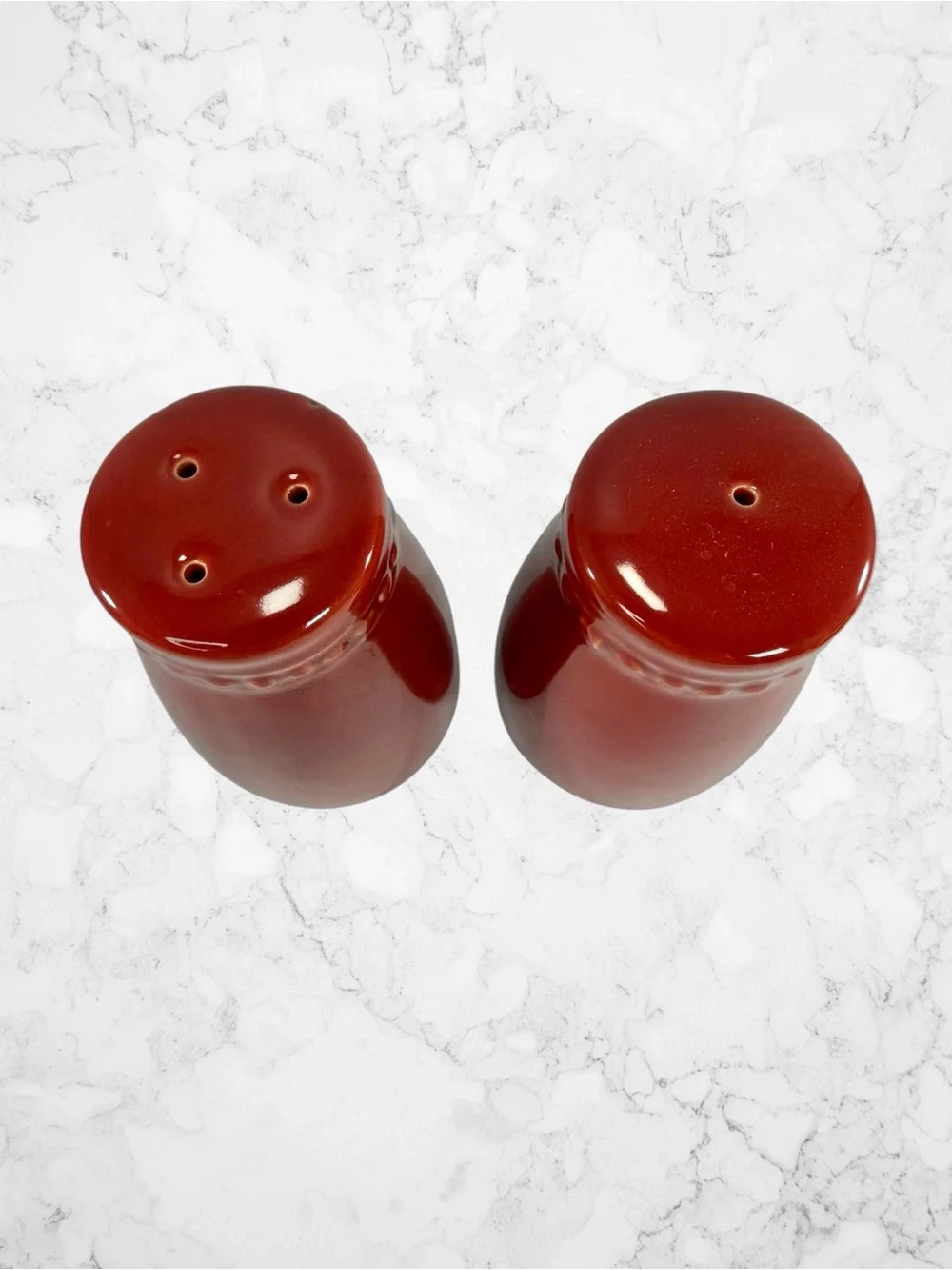 Vintage Pier 1 Spice Route Collection Paprika Color Salt Pepper Set Red New Cork